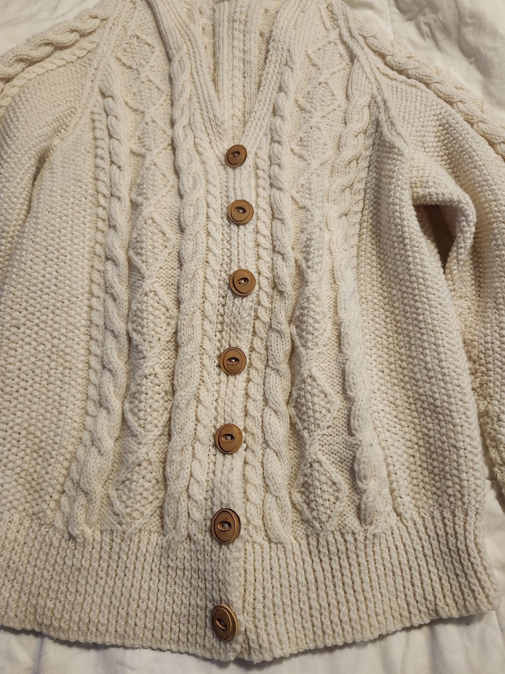 HANDMADE Cable Knit Button-Front Sweater Cardigan - Picture 3 of 11